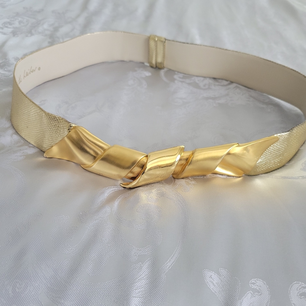 Judith Leiber Gold Lizard Women's Belt With Gold Color Buckle 38 - Picture 7 of 12